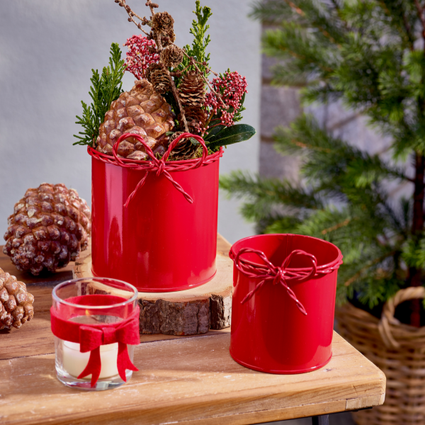 Dose Topf "Schleifen-Duo" mit Schleife Metall Rot 2er Set