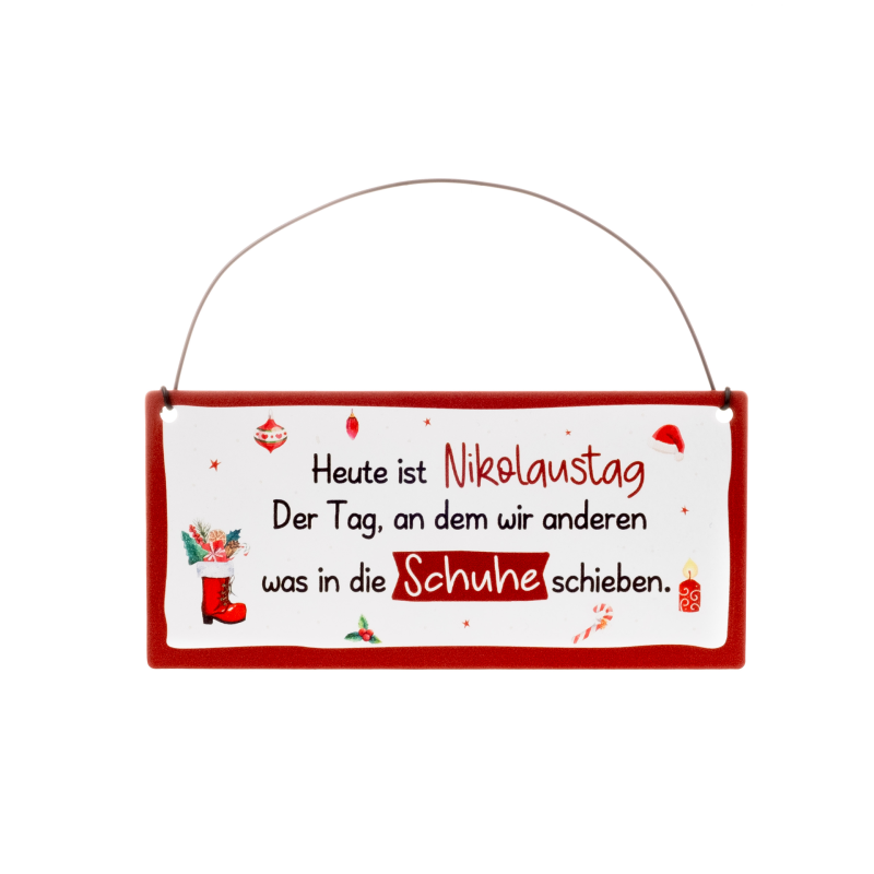 Schild "Nikolaustag" Metall Aufhänger