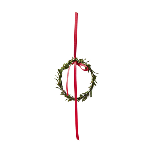 Kranz Blätter "Mini Mistel" mit roter Schleife grün 12cm