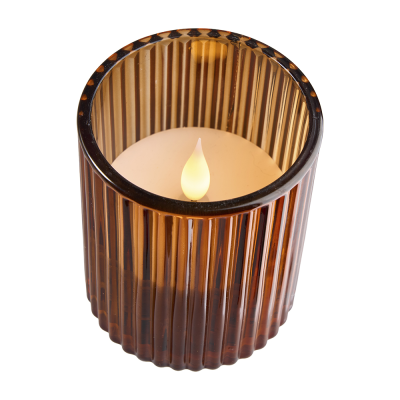 LED Kerze im Glas "Aurora Amber" 11cm Braun 1 oder 2er Set - Wohnen auf dem Land