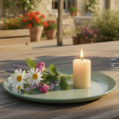 Soft Mint metal tray by Wohnen auf dem Land, 38cm diameter, featuring a smooth, elegant surface and rounded edges.