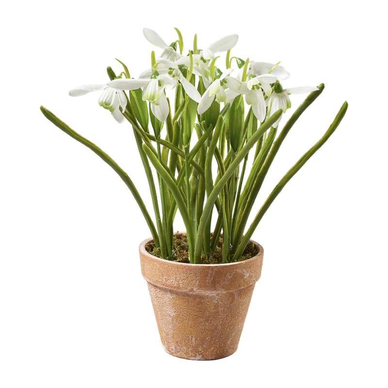 Blume Topf "White Kiss" Schneeglöckchen künstlich weiß 22cm
