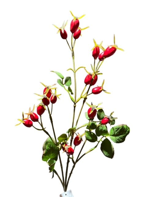 Hagebutten Zweig "Herbstzauber" künstlich rot 67cm