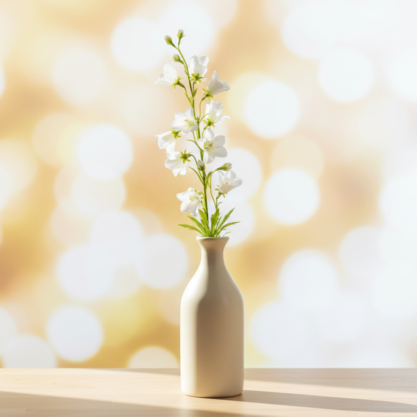 Künstlicher Zweig der Glockenblume "Campanula" in Creme, 64 cm lang, von Wohnen auf dem Land, realistische Blumen-Deko