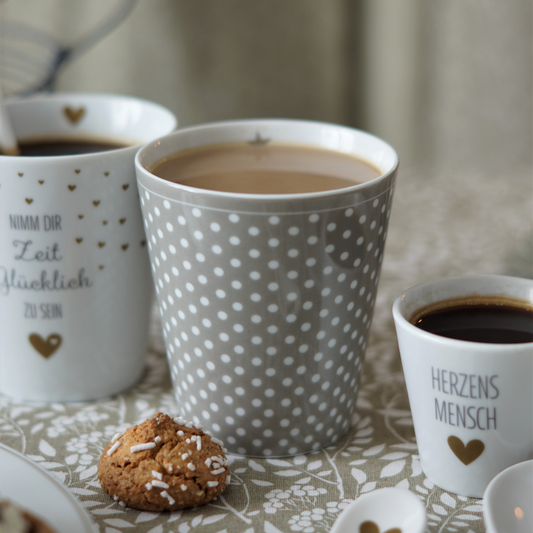 Becher Tasse Happy Mug "Micro Dots" Keramik Grau