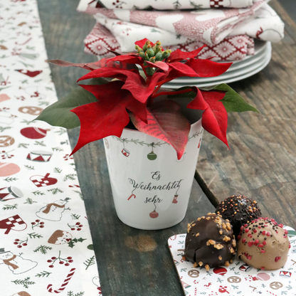 Becher Tasse Happy Mug "Es weihnachtet sehr" Keramik Weiß