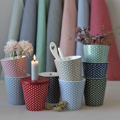 Becher Tasse Happy Mug "Micro Dots" Keramik Rot