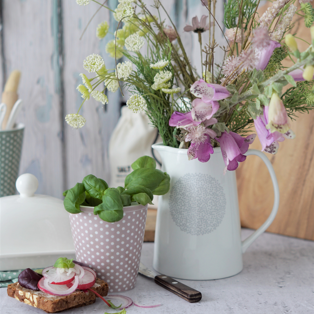 Becher Tasse Happy Mug "Micro Dots" Keramik Rosa