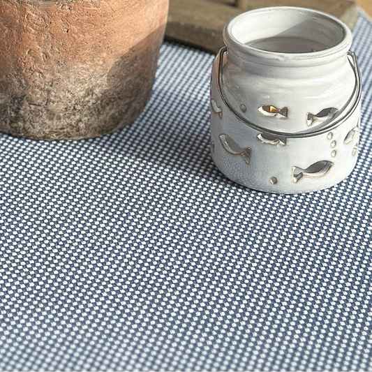 Maritimer blauer Tischläufer "Kalle" von Wohnen auf dem Land, 33x120cm, textiler Dekor für den Esstisch