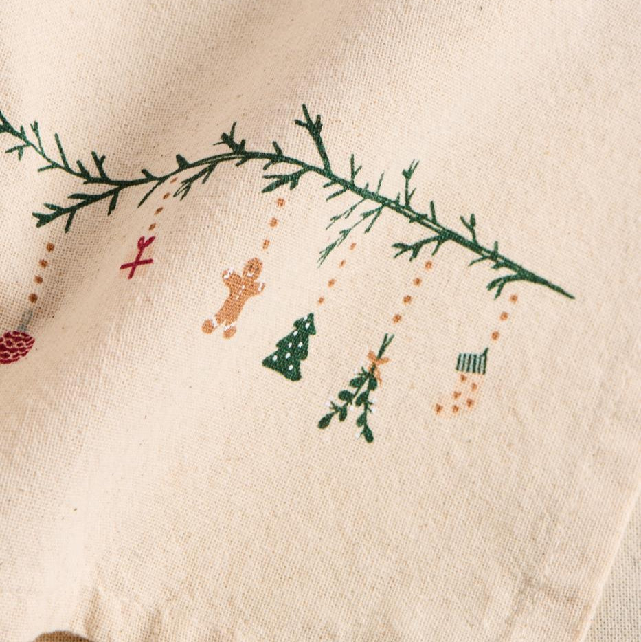 Geschirrtuch „Julius“ natur mit Weihnachtsgirlande