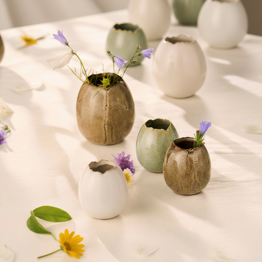 Vase Eiform "Bloom" Keramik glasiert 3 Farben klein