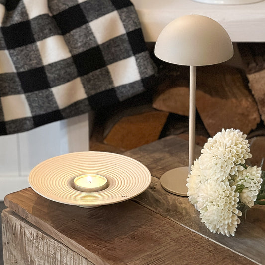 LED touch table lamp "Clara Sand" in sand beige, 22cm, by Anna's Collection, showcasing a modern design.