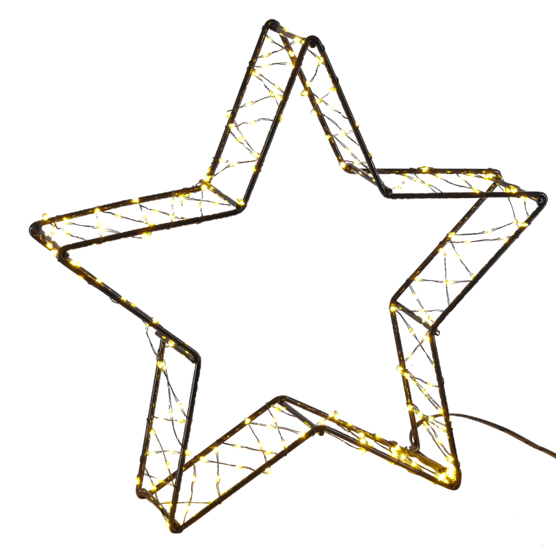 LED 3D Stern "Stella" Metall Indoor Batterie Timer 26cm - Wohnen auf dem Land