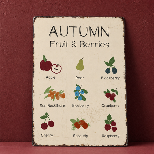 Metallschild "Autumn Fruit & Berries" Metall 20cm