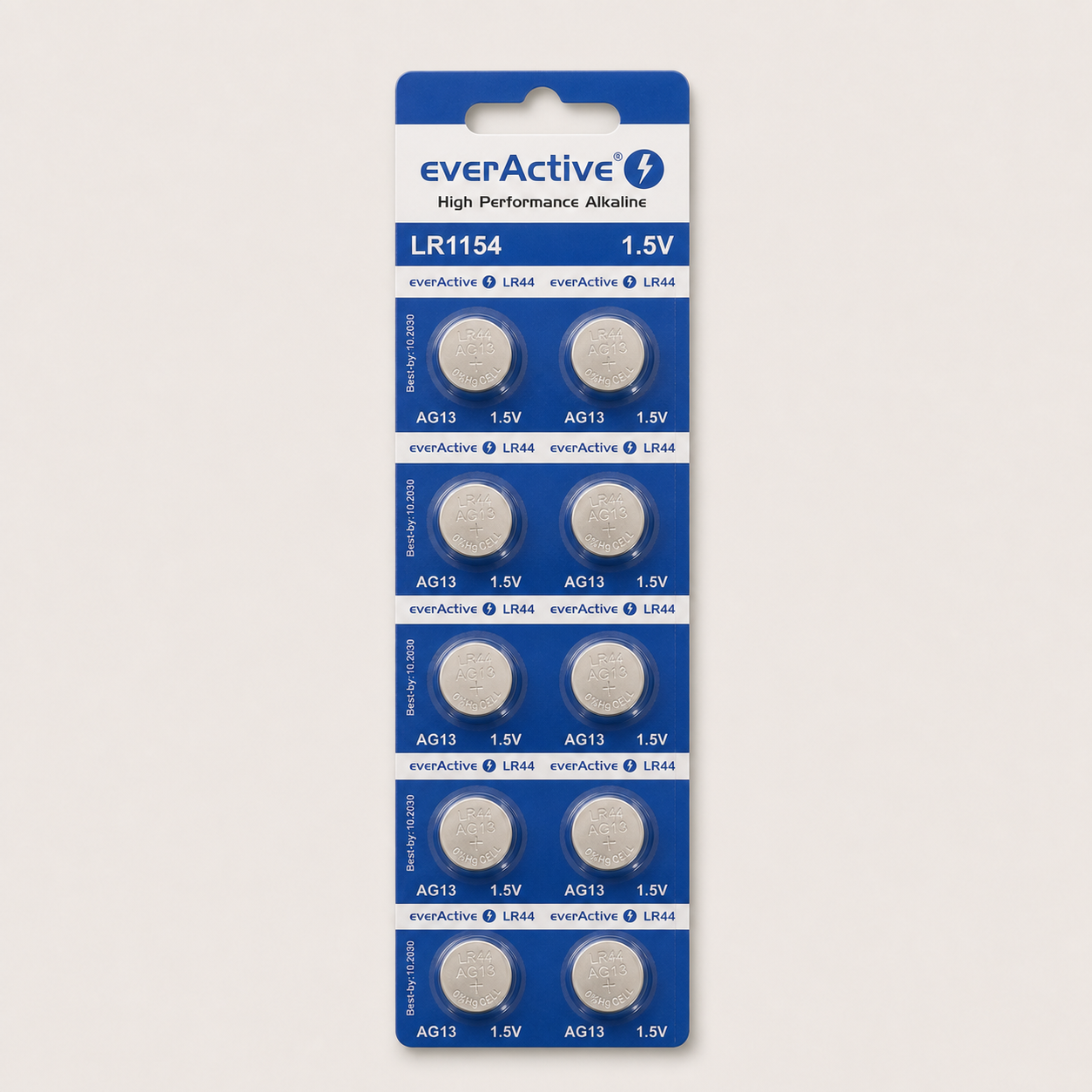Zehnerpack AG13-LR44-Knopfzellen