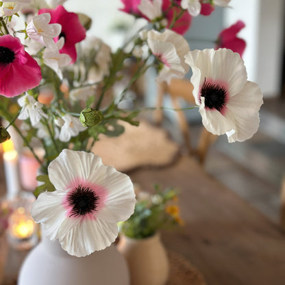 Künstlicher Blumenzweig „Summer Poppy“ in zwei Farben, 63 cm lang, von Wohnen auf dem Land, mit roten und orangefarbenen Blüten
