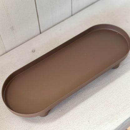 Oval brown metal tray "Manon" by Boltze, 28cm, featuring a sleek design and elegant finish.