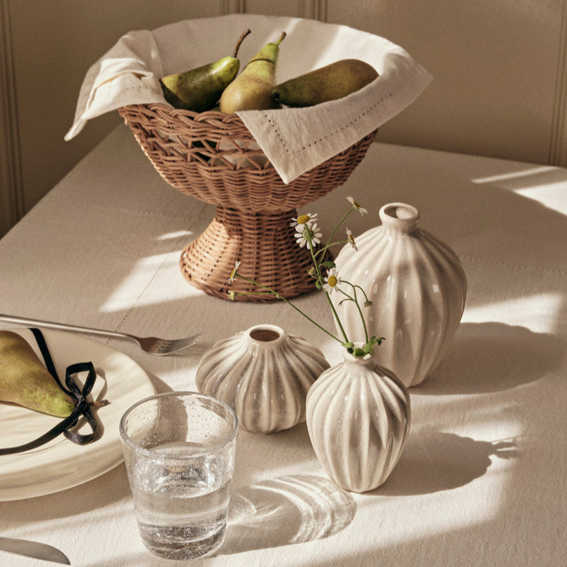 Blumen Vasen "Amalie" Keramik glänzend grau 3er Set - Wohnen auf dem Land