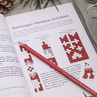 Bleistift - Zeit für Wollsocken & Wunschzettel (rot) - Wohnen auf dem Land