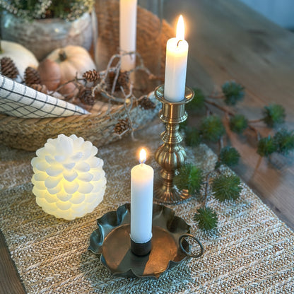 Kerzenhalter Kammerleuchter "Le Halo" für Stabkerzen Antique Messing - Wohnen auf dem Land