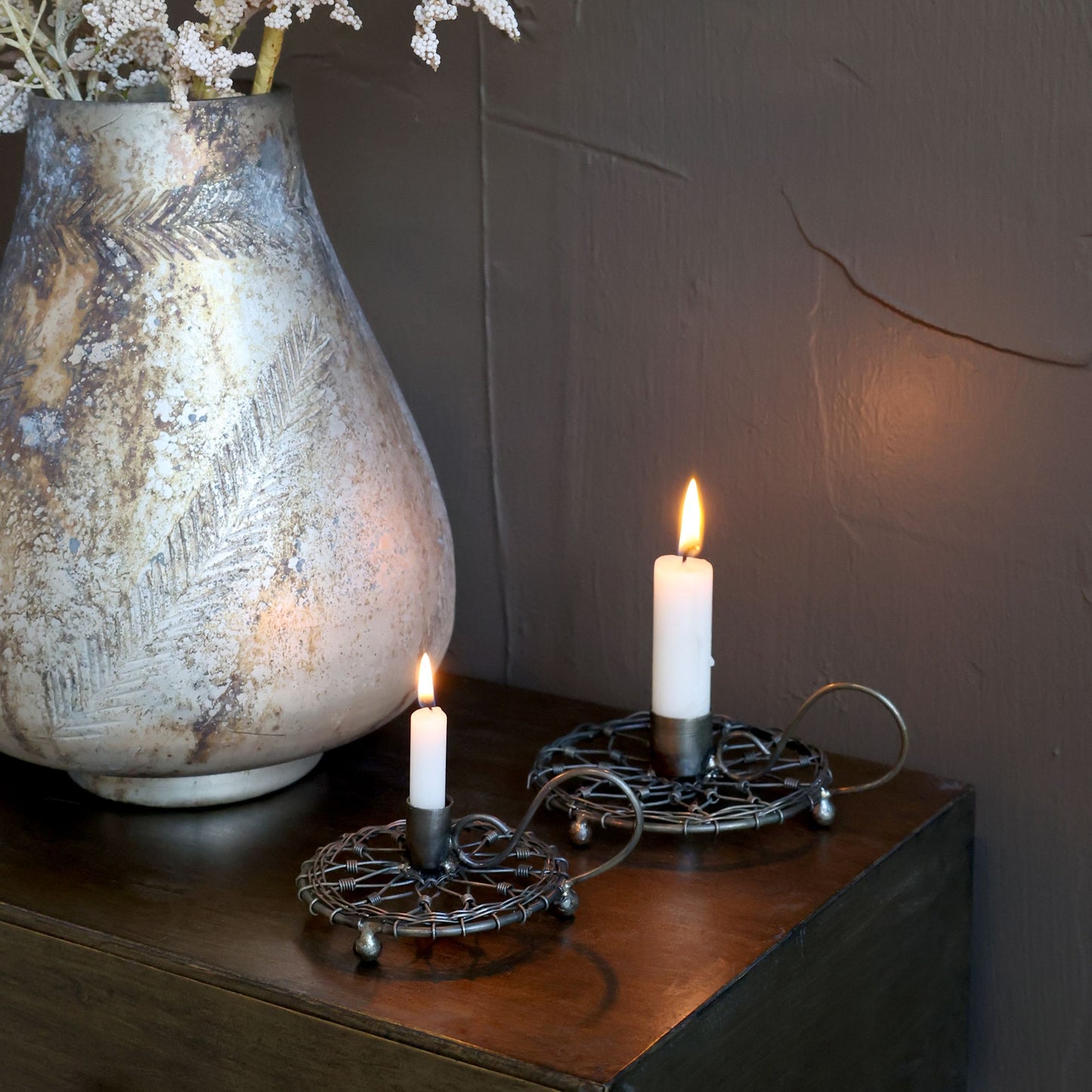 Kerzenhalter Kammerleuchter "Petit Flamme" für Baumkerzen Antique Messing - Wohnen auf dem Land