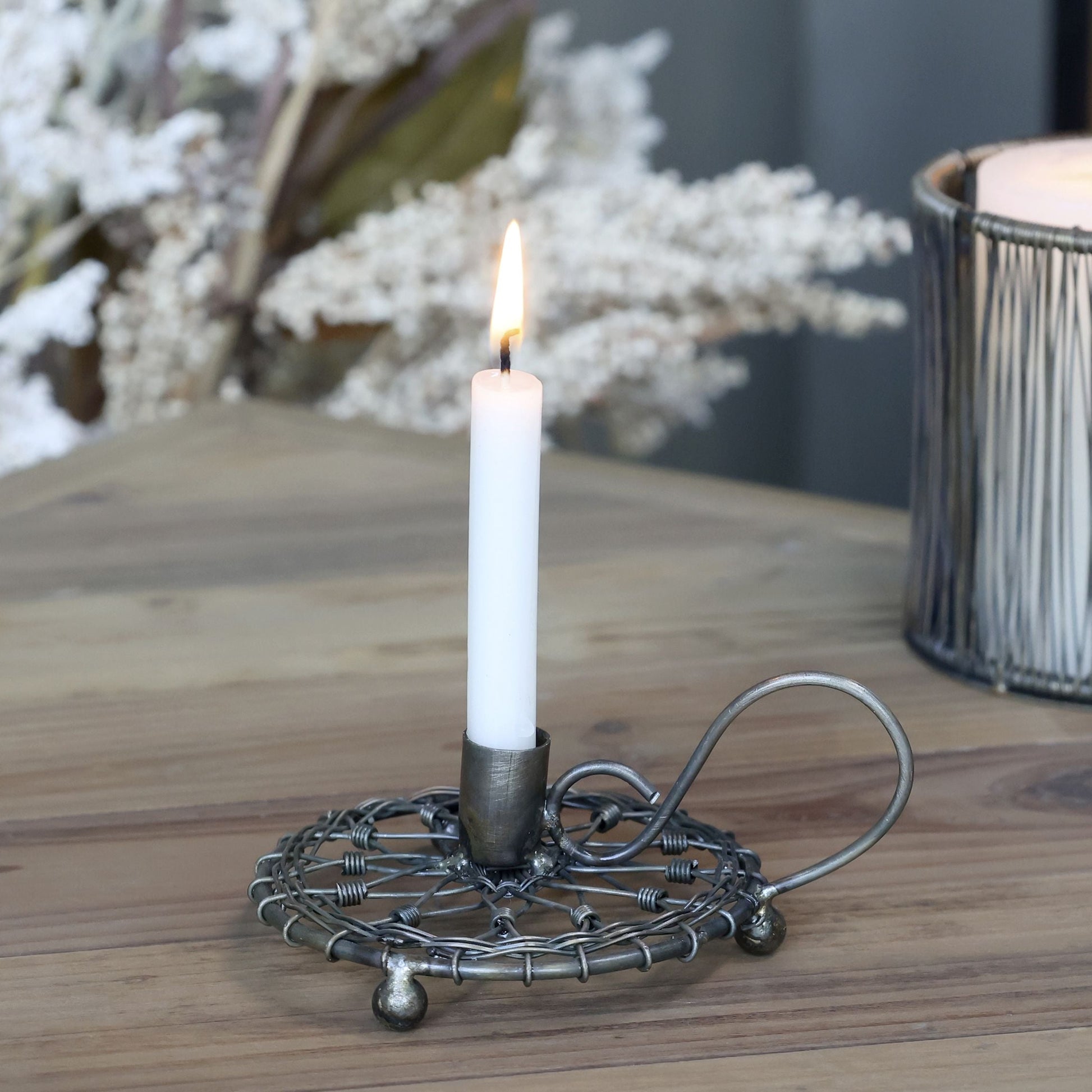 Kerzenhalter Kammerleuchter "Petit Flamme" für Baumkerzen Antique Messing - Wohnen auf dem Land