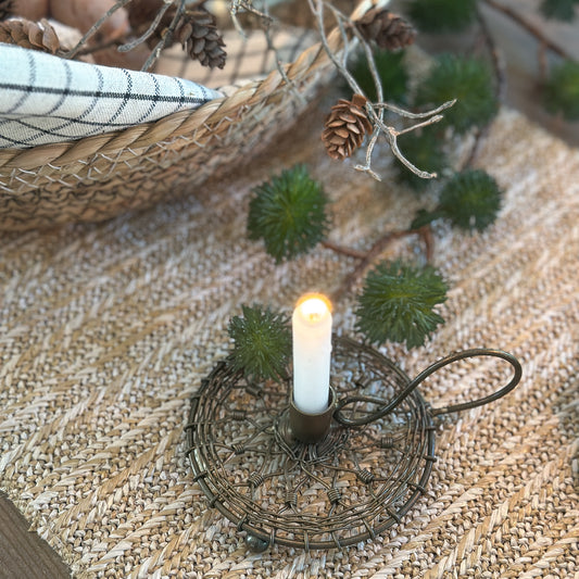 Kerzenhalter Kammerleuchter "Petit Flamme" für Baumkerzen Antique Messing - Wohnen auf dem Land