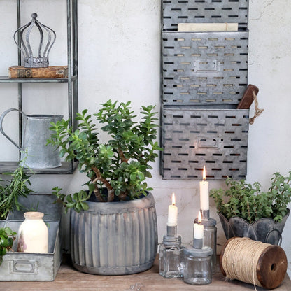 Kerzenhalter "Veronique" Glas Metall Vintage Zink 10cm - Wohnen auf dem Land