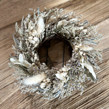 Windlicht Kranz "Romantic" Trockenblumen Glas 20cm - Wohnen auf dem Land