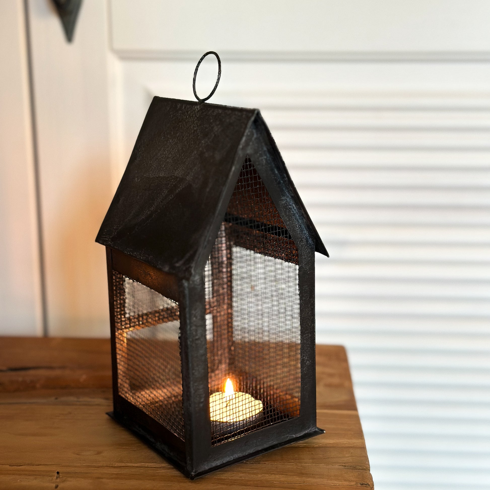 Lichthaus "Fil de fer" Metall antique kohle H22/B10 - Wohnen auf dem Land