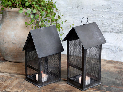 Lichthaus "Fil de fer" Metall antique kohle H22/B8 - Wohnen auf dem Land