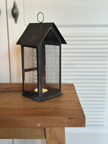 Lichthaus "Fil de fer" Metall antique kohle H22/B8 - Wohnen auf dem Land