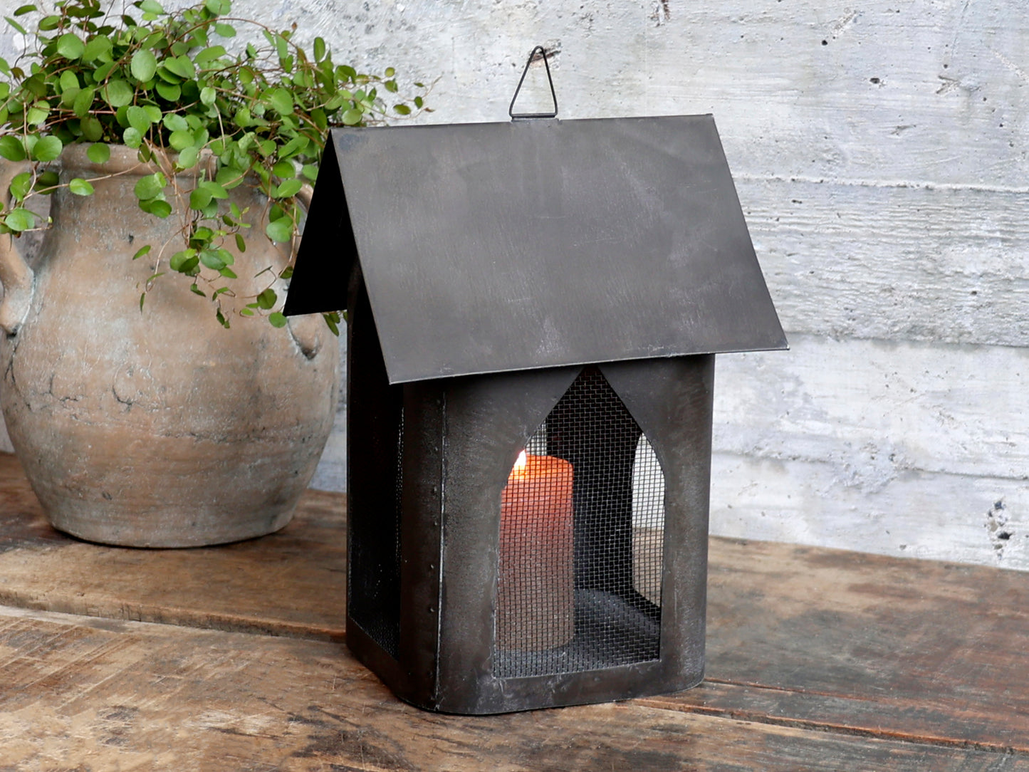Lichthaus "Fil de fer" Metall antique kohle H25/B18 - Wohnen auf dem Land