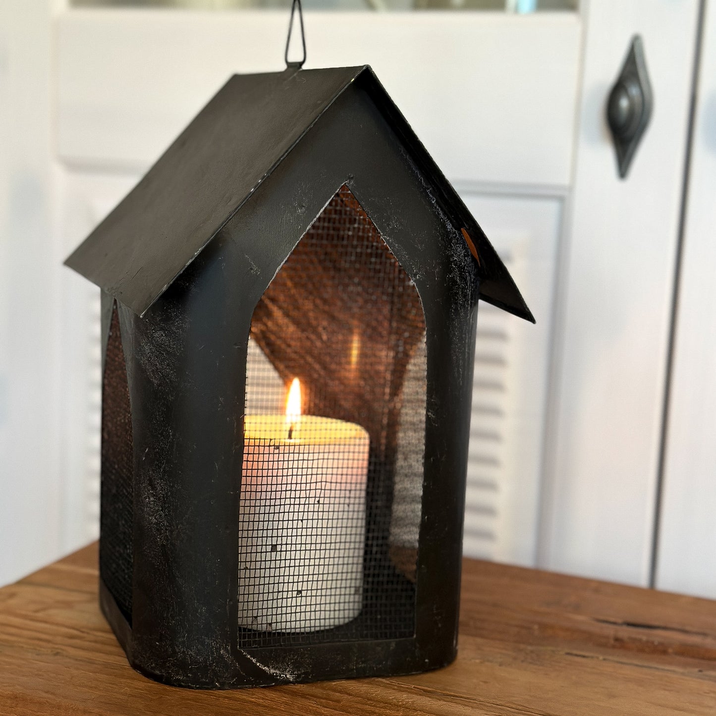 Lichthaus "Fil de fer" Metall antique kohle H25/B18 - Wohnen auf dem Land