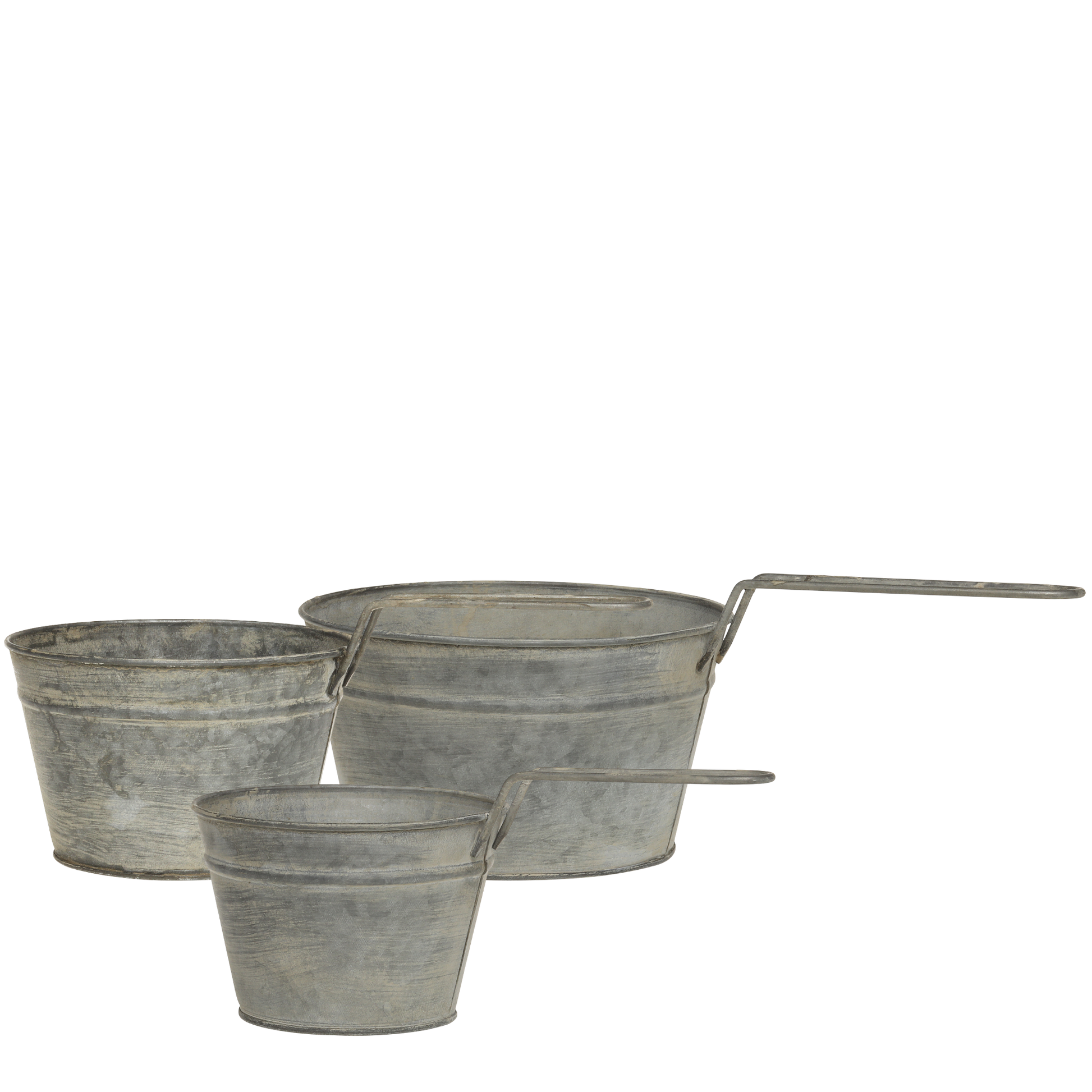 Blumentopf Pflanzpot "Antique" Zink Antik Grau 3er Set - Wohnen auf dem Land