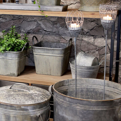 Blumentopf Pflanzpot "Antique" Zink Antik Grau 3er Set - Wohnen auf dem Land