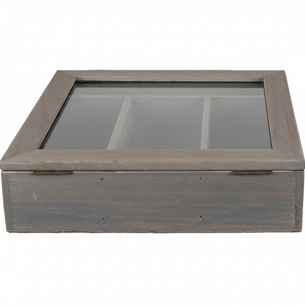 Clayre & Eef Besteckkasten Box Display "Helene" aus Holz in Grau, 30cm, für Besteck und Küchenutensilien