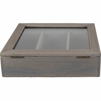 Clayre & Eef Besteckkasten Box Display "Helene" aus Holz in Grau, 30cm, für Besteck und Küchenutensilien
