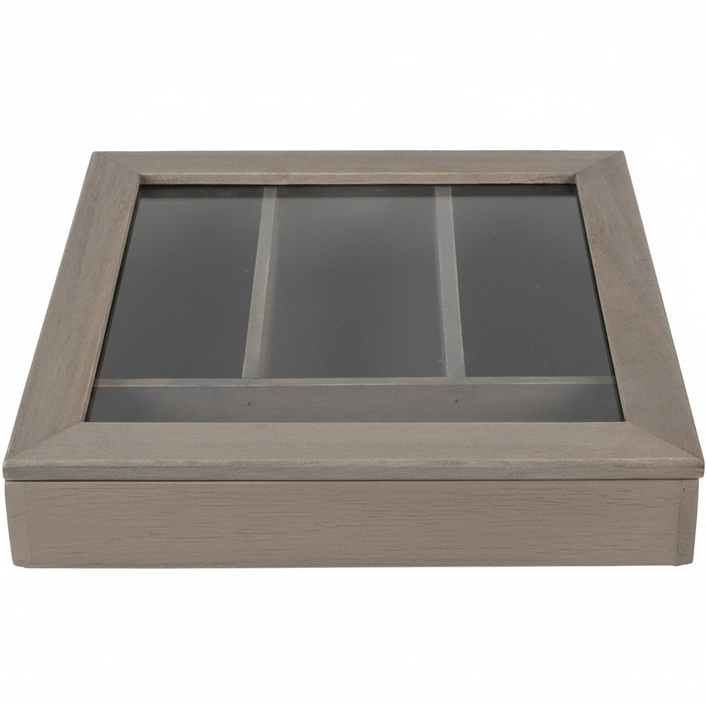 Besteckkasten aus Holz in Grau, 30cm, Clayre & Eef, elegant Behälter für Besteck und Küchenutensilien, modernes Design