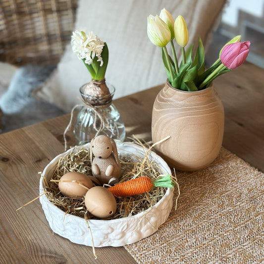 Schale Ostern "Hasenrunde" Hasendekor rund Keramik Weiß 20cm - Wohnen auf dem Land