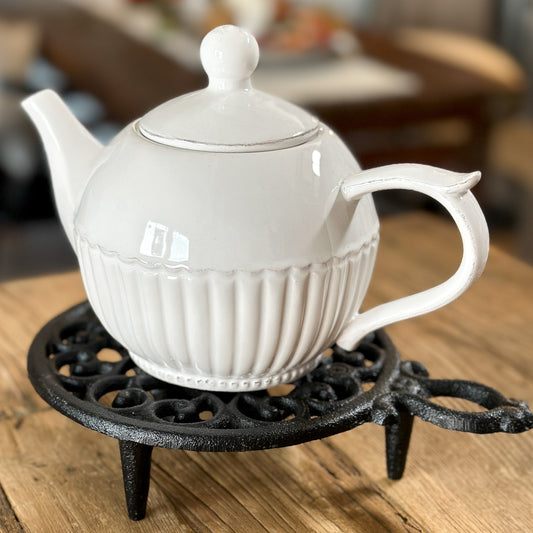 Teekanne "Landhaus" Keramik weiß 750ml - Wohnen auf dem Land