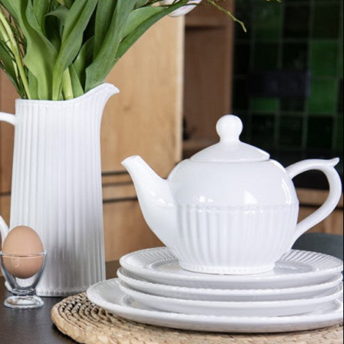 Teekanne "Landhaus" Keramik weiß 750ml - Wohnen auf dem Land