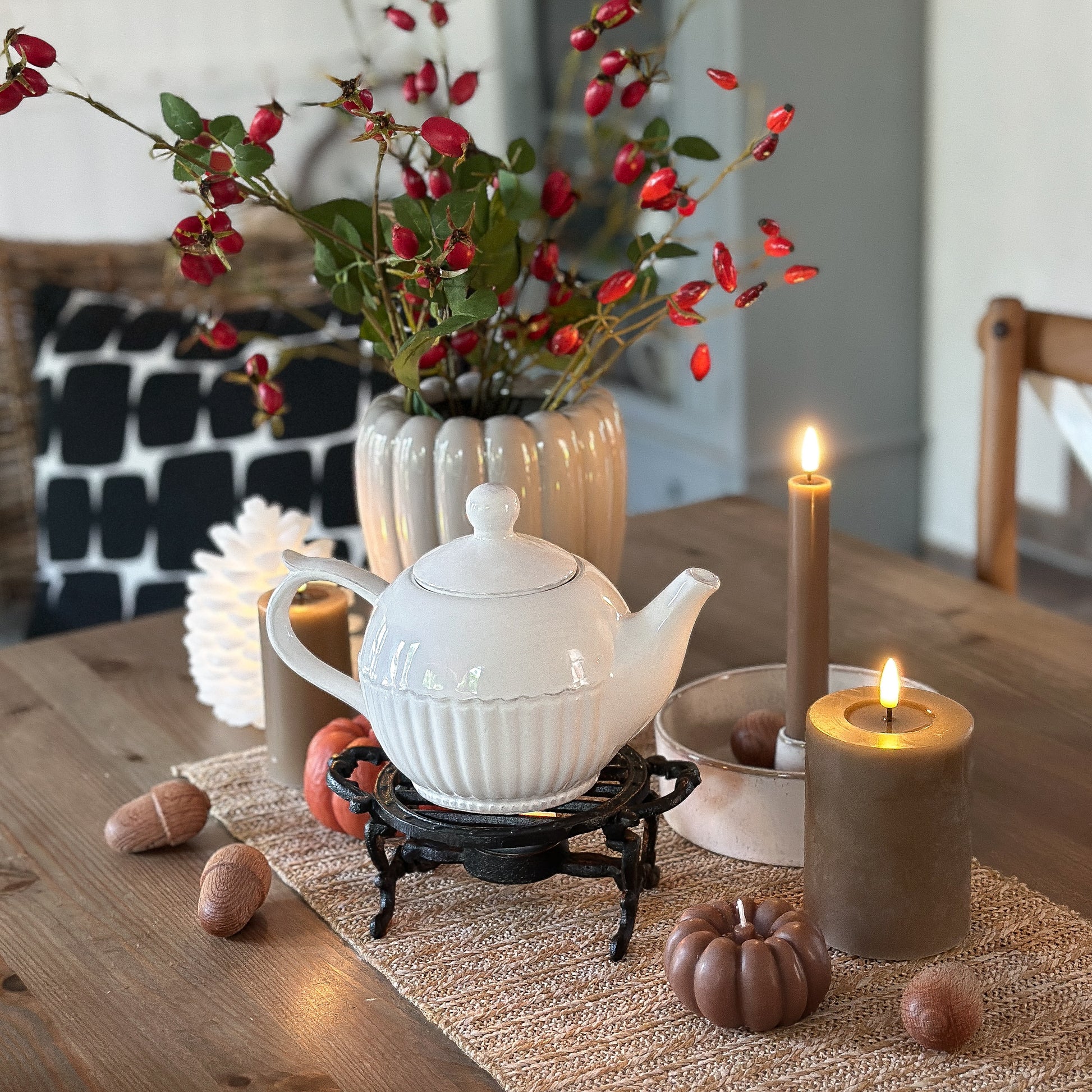 Teekanne "Landhaus" Keramik weiß 750ml - Wohnen auf dem Land