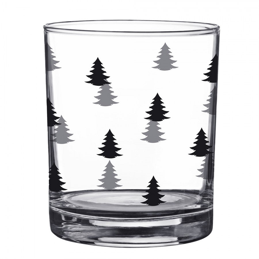 Glas Wasserglas Teelichthalter "Baum" Schwarz/Weiß - Wohnen auf dem Land