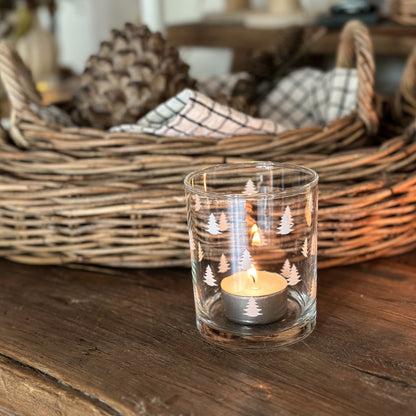 Glas Wasserglas Teelichthalter "Baum" Schwarz/Weiß - Wohnen auf dem Land