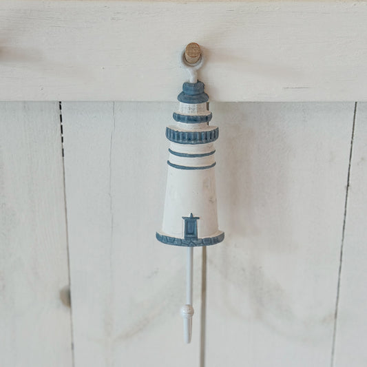 Haken Deko Leuchtturm "Heimathafen" Weiß Blau 18cm - Wohnen auf dem Land