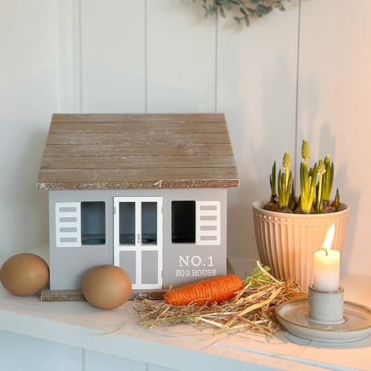 Mini Eierbox für 6 Eier "House" Vintage Holz 18cm - Wohnen auf dem Land