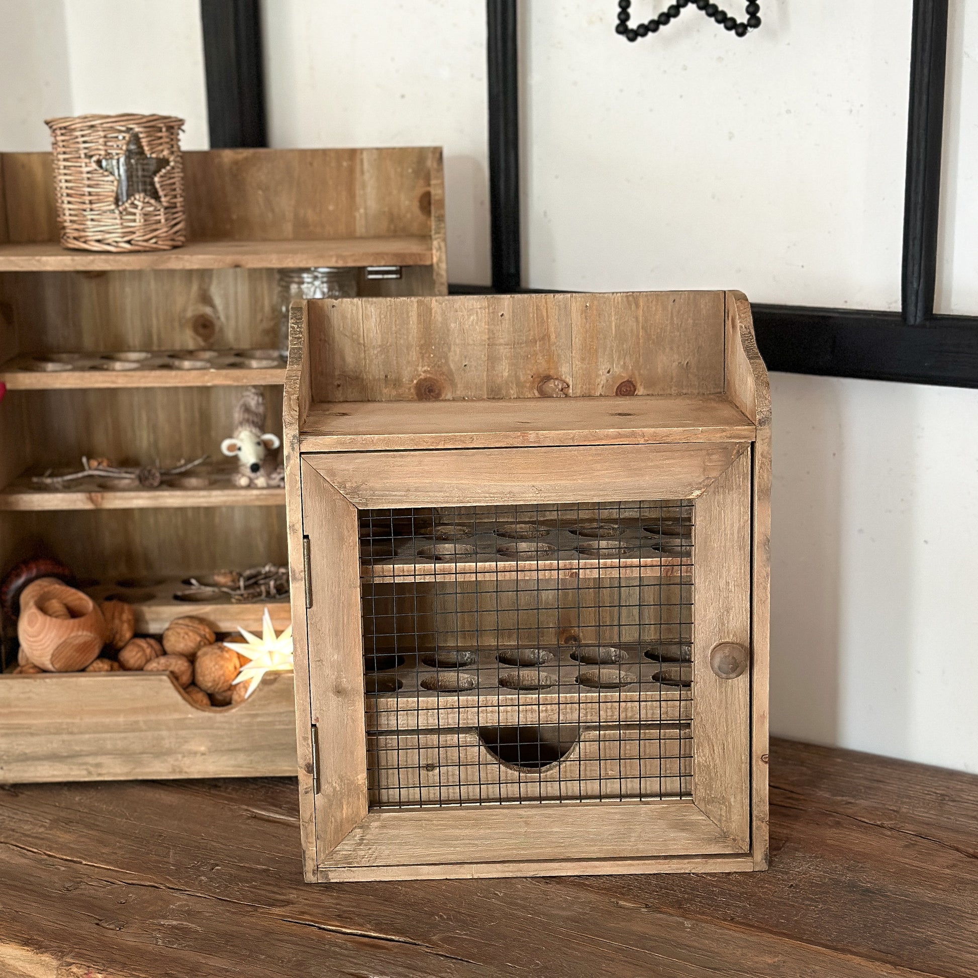 Eierschrank Vintage Holz - Klein - Wohnen auf dem Land