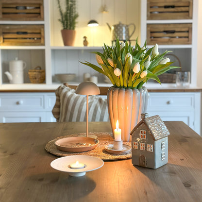 Haus Teelichthalter "Sten" Keramik Grau Braun 16cm