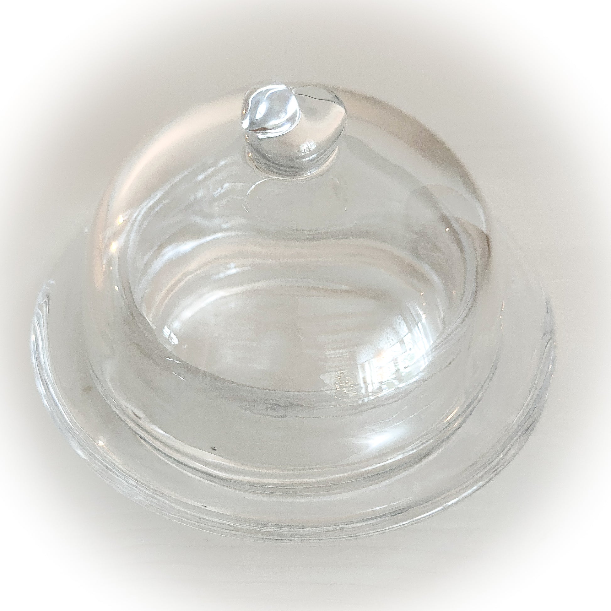 Butterglas mit Vogelgriff "Vogelgruß" aus Glas, 9 cm, von Clayre & Eef, dekorative Schale mit Vogelmotiv und Griff